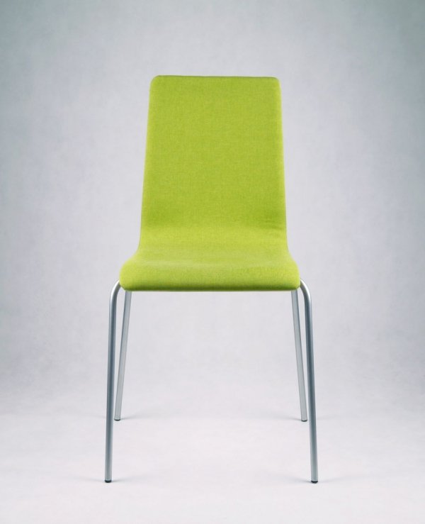 LUKA SOFT - krzesło ze sklejki, metalowa rama, zielona tapicerka