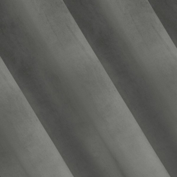 Zasłona z welwetu z ozdobnym pasem ze srebrnym połyskiem w górnej części 140x250cm stalowy