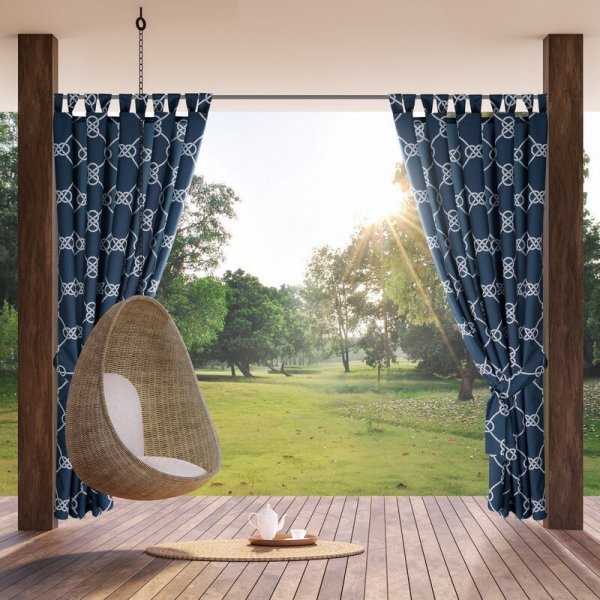 Zasłona zewnętrzna wodoodporna GARDEN 14 na szelkach 155 X 220cm granatowy sznur