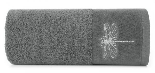 Ręcznik LORI WAŻKA - 50x90 stalowy z srebrnym zdobieniem - PREMIUM