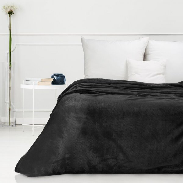 Koc z efektem 3D z wytłaczanym wzorem jodełki D91 Cindy5 170x210cm Czarny