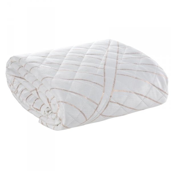 Narzuta dekoracyjna 170x210 Luna 2 biała złota liście welurowa Limited Collection Eurofirany