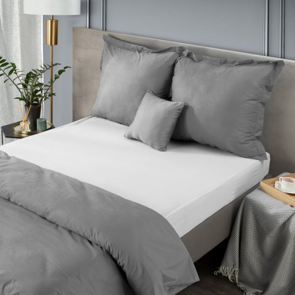 Prześcieradło jersey z gumką 180x200 cm z bawełny kolor biały 125 g/m2 Design 91 