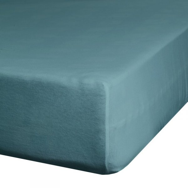 Prześcieradło gładkie z gumką 220x200 cm z satyny bawełnianej kolor petrol 125 g/m2 NOVA 3 