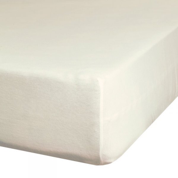 Prześcieradło gładkie z gumką 180x200 cm z satyny bawełnianej kolor kremowy 125 g/m2 NOVA 3