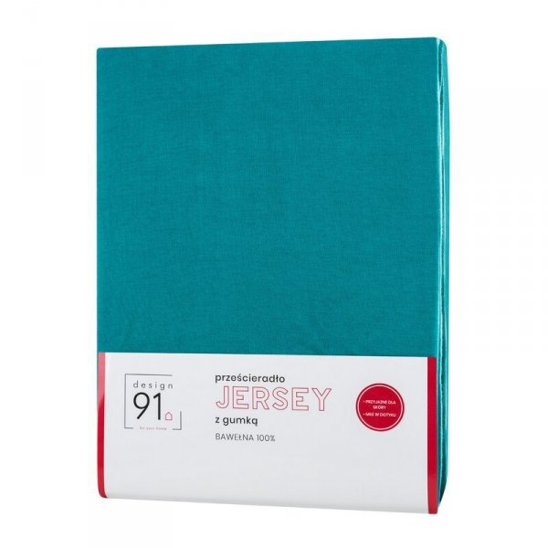Prześcieradło jersey z gumką 120x200 cm z bawełny kolor turkusowy 125 g/m2 Design 91