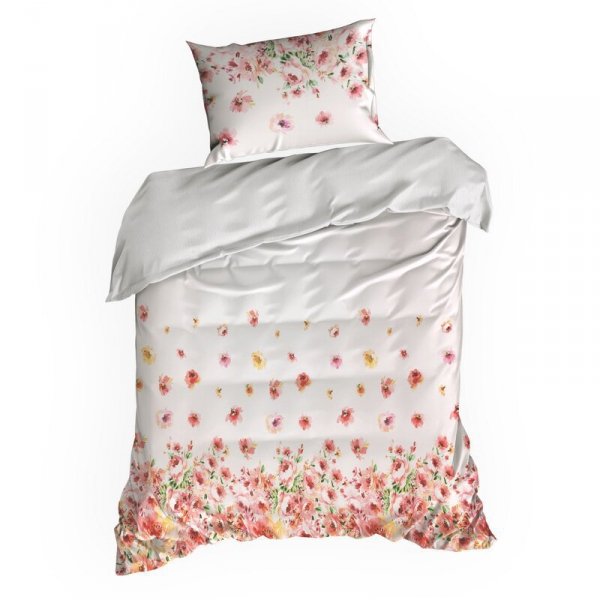 Pościel 220x200 cm bawełniana kolor biały, różowy z wzorem kwiatowym styl romantyczny SPRING 01 