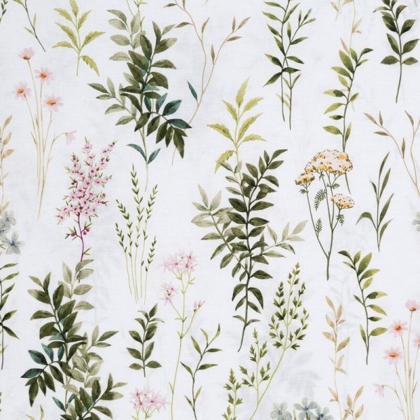 Pościel 160x200 cm bawełniana kolor biały, ciemnozielony z wzorem roślinnym VANESS