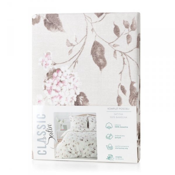 Pościel 22x200 cm bawełniana kolor beżowy, jasnobrązowy z wzorem kwiatowym styl romantyczny SPRING 45