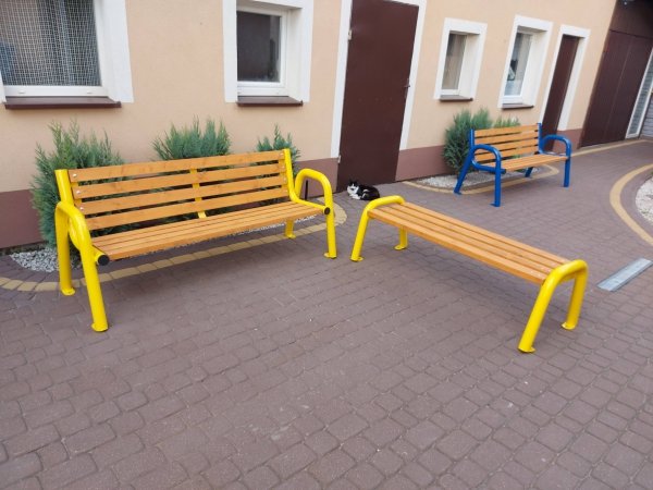 Ławka parkowa Alicja z ATESTEM żółte nogi