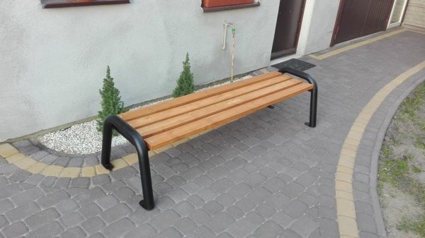 Ławka parkowa z rur bez oparcia 187 cm