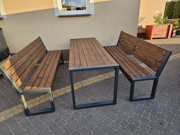Meble ogrodowe, parkowe, tarasowe, na plac zabaw, stół dwie ławki LOFT XL ZO  CERTYFIKAT 212 cm