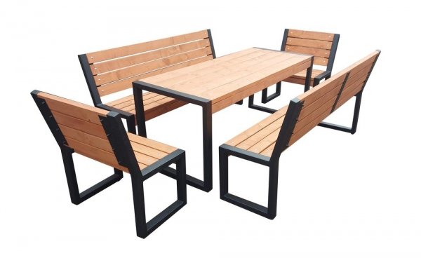 Meble ogrodowe, parkowe, tarasowe, na plac zabaw, stół dwie ławki i dwa krzesła LOFT XXL ZO CERTYFIKAT 