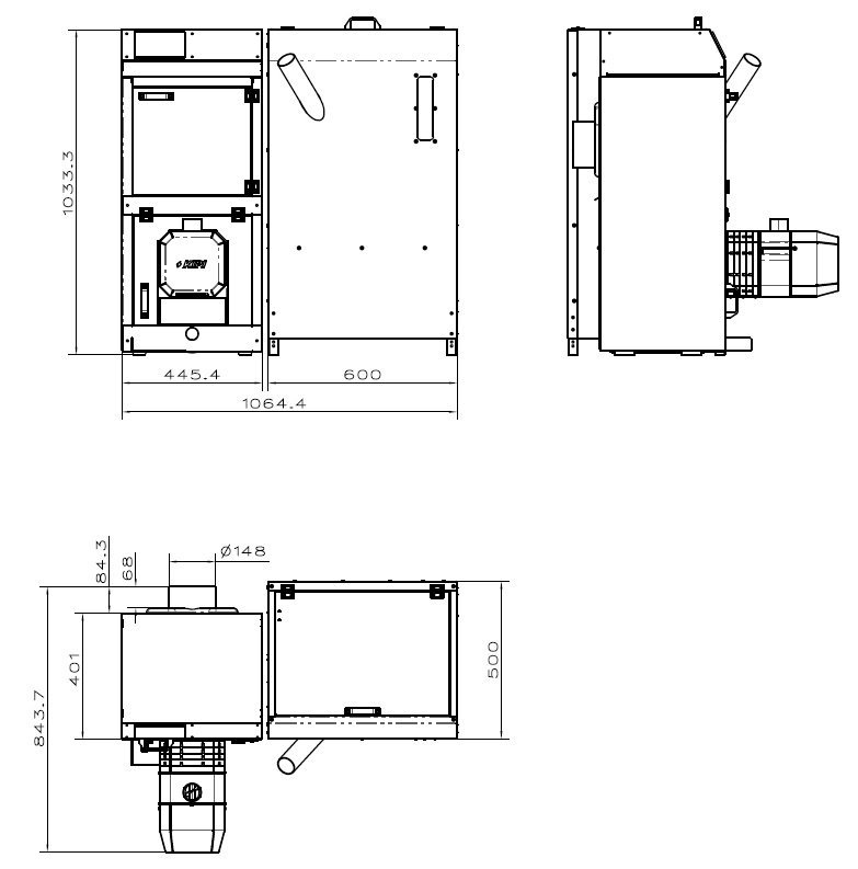 Camino 4 żeliwny kocioł na pellet z podajnikiem o mocy 10 KW ecoMax 860 simTOUCH ST4 Seperate