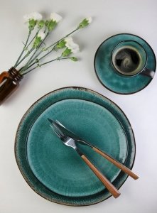 TALERZ deserowy płytki 22 cm linia Black Bootle Green