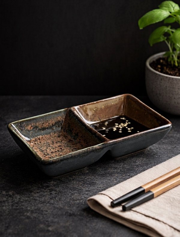 MISECZKA podwójna do sosu sojowego SUSHI wasabi sosjerka na dipy 14cm