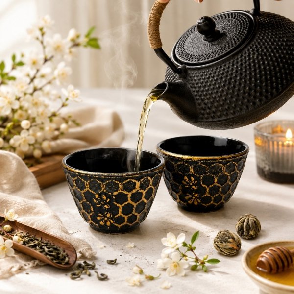 ŻELIWNE CZARKI filiżanki do herbaty ZESTAW 2 sztuk 100ml zdobione