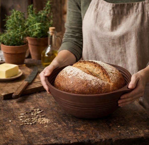 SILIKONOWA FORMA DO PIECZENIA I WYRASTANIA CHLEBA 2w1składana 23cm