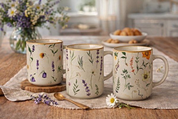 KUBEK ZESTAW 6 KUBKÓW CERAMICZNYCH 400 ml DO KAWY HERBATY 400ml