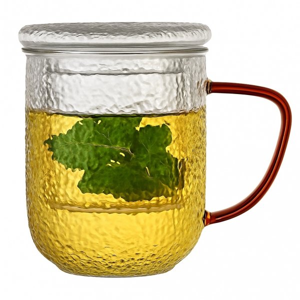 ZAPARZACZ kubek do herbaty ziół SZKLANY filtr pokrywka szklanka Żaro Hot