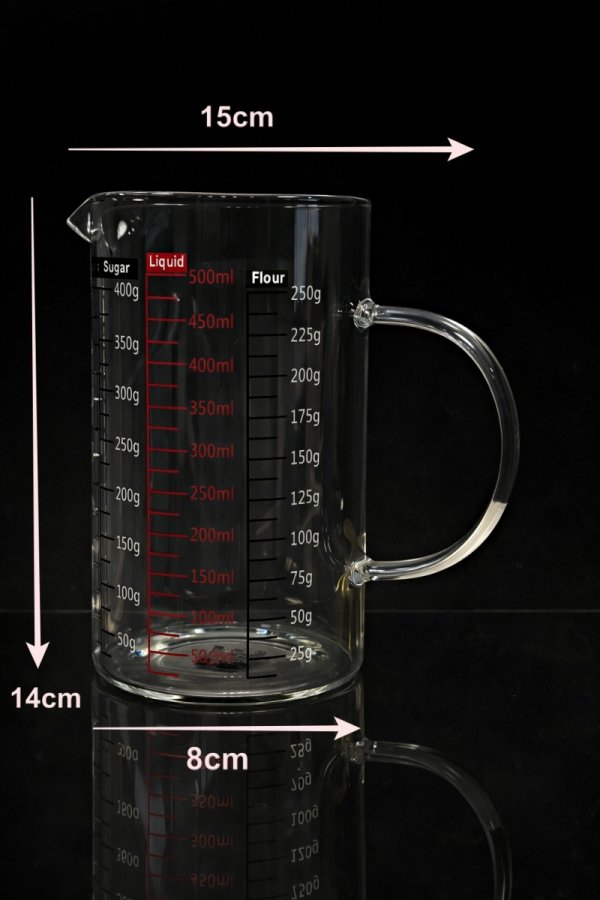 Szklany DZBANEK POMIAROWY MIARKA pojemnik dozownik z miarką 0,5l