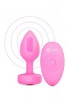 VIBRATING HEART SHAPE JEWEL PLUG SM PINK