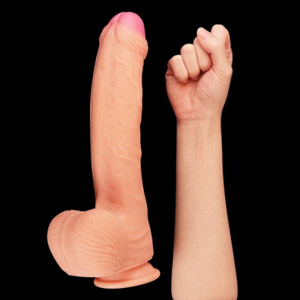 DILDO 11&quot; DUAL LAYER PLATINUM SILICONE COCK