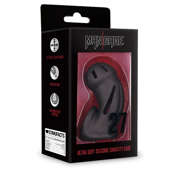 ManCage Model 27 Ultra Soft Silicone Chastity Cage Black