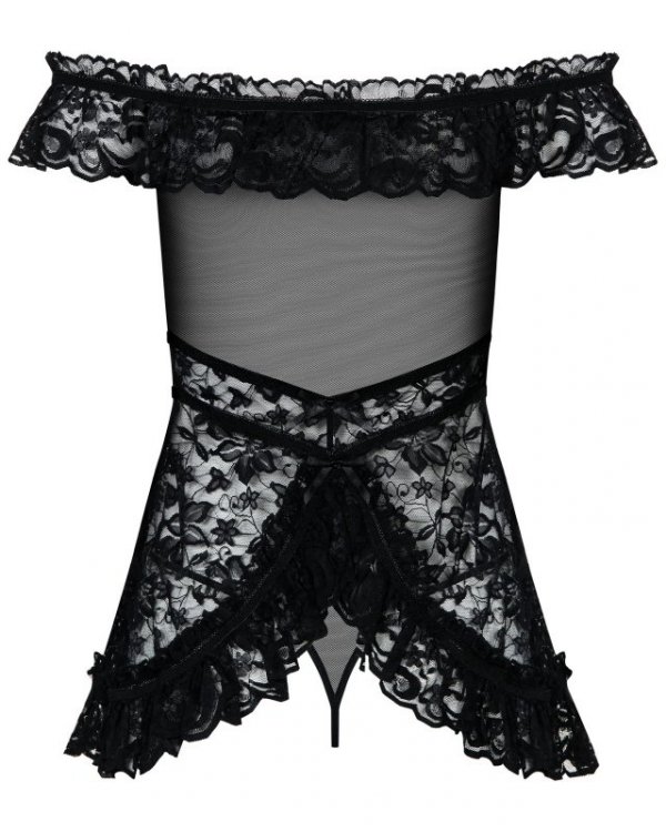 Obsessive koronkowa babydoll ze stringami Flores L/XL