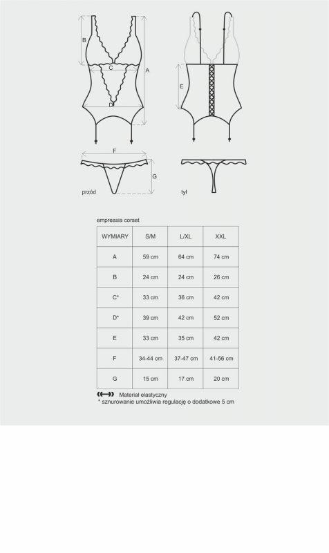 Obsessive gorset ze stringami Emperita L/XL
