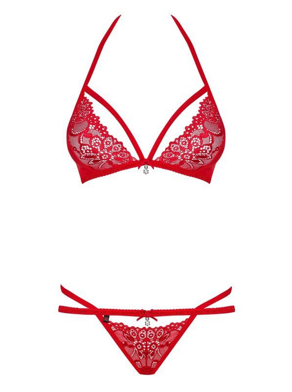 Obsessive 838-SET-3 komplet 2-częściowy czerwony S/M