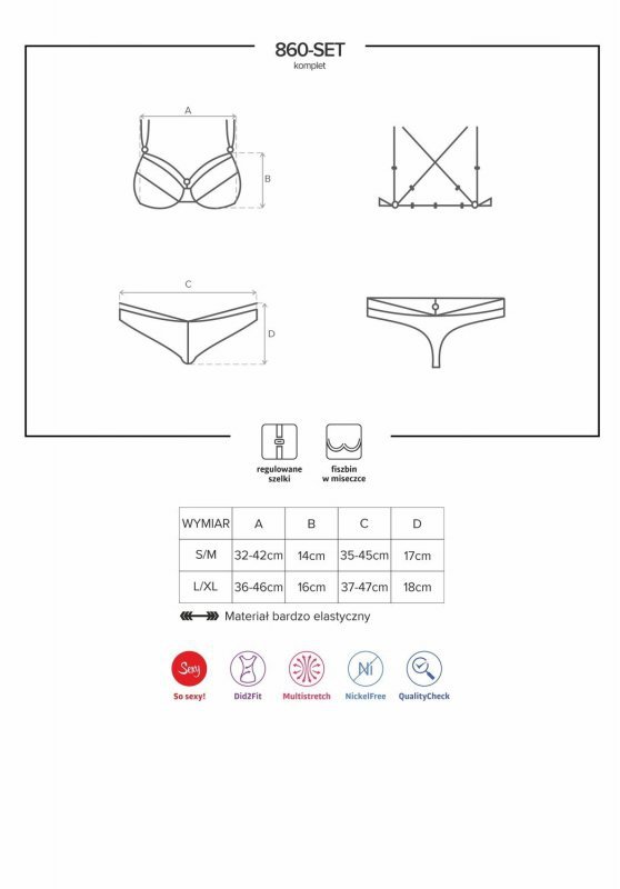 Obsessive 860-SET-1 komplet czarny L/XL