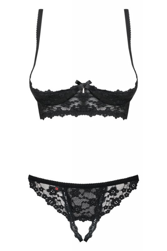 Letica komplet 2-częściowy otwarty czarny  S/M Obsessive
