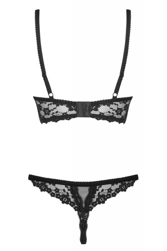 Letica komplet 2-częściowy otwarty czarny L/XL Obsessive