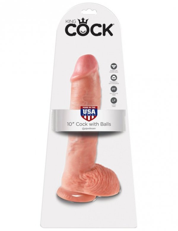 King Cock 10&quot; Cock with Balls Flesh