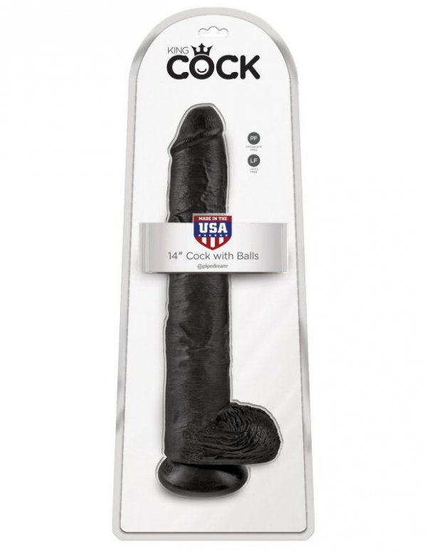 King Cock 14&quot; Cock with Balls Black