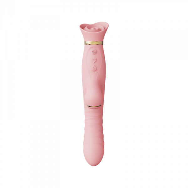 Pulsator z wibracjami oraz główką w kształcie róży Zalo Rose Thruster Strawberry Pink