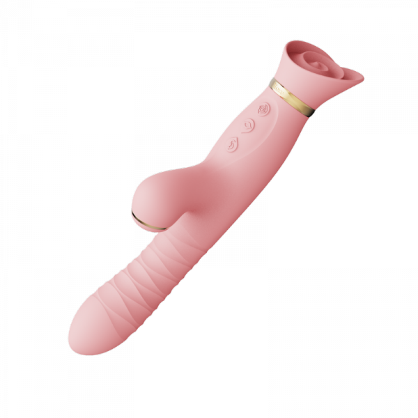 Pulsator z wibracjami oraz główką w kształcie róży Zalo Rose Thruster Strawberry Pink