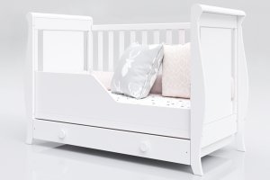 Łóżeczko niemowlęce tapczan 2w1 z szufladą Misza 120x60 biały