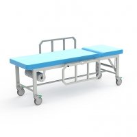 Stół rehabilitacyjny typ SR4MR z barierkami na kółkach, mobilny 