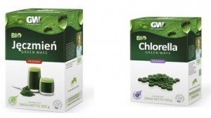 Zestaw Bio Chlorella 330 g i Bio Jeczmien Green Ways 300g