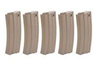 Zestaw 5 magazynków Mid-Cap na 140 kulek do M4 - TAN + speedloader 