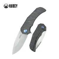 Nóż składany Kubey Bravo One Drop Point Flame Titanium, Satin M390 by Mikkel Willumsen (KB367B) 