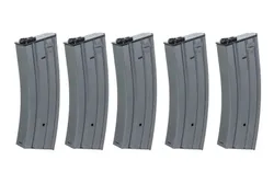 Zestaw 5 metalowych magazynków low-cap na 70 kulek - Szary