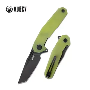 Nóż Kubey Knife Carve Translucent Yellow G10, Blackwash AUS-10 (KB237J)
