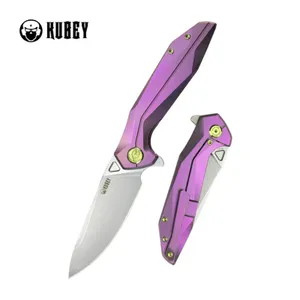 Nóż składany Kubey Nova Purple Titanium, Bead Blasted 14C28N (KB235D)