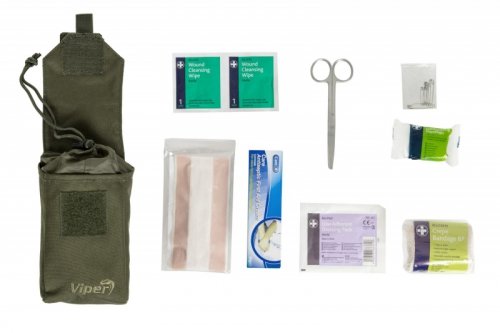 Apteczka Aid Kit z wyposażeniem - oliwkowa