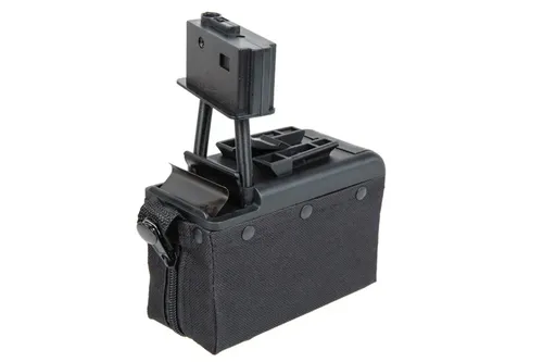 Elektryczny magazynek pudełkowy A&K na 2000 kulek do replik typu M249 Czarny