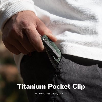 Nóż składany Civivi Clingman Green Canvas Micarta, Satin Nitro-V by Taylor Martin Best Damn EDC (C23065-4)