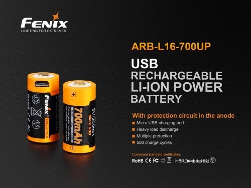 Akumulator 16340 RCR123 3,7V 700mAh USB (ARB-L16UP)